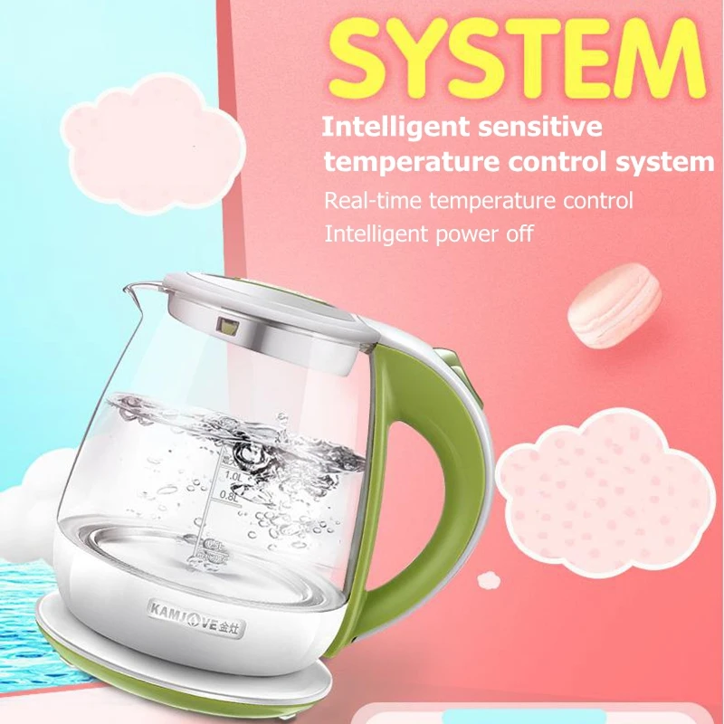 Новый стильный термостойкий стеклянный Электрический чайник KAMJOVE сохраняющий
