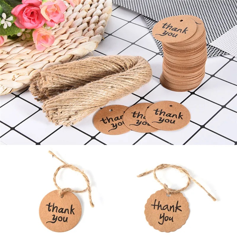 100 шт. &quotспасибо&quot подарочные бирки бумажные свадебные открытки Коричневые