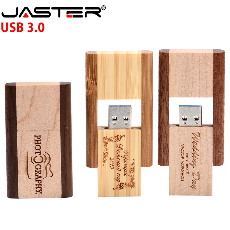 

JASTER высокоскоростной деревянный логотип 32 ГБ 16 ГБ 8 ГБ флеш-накопитель USB 3,0 карта памяти упаковка Флешка 64 ГБ