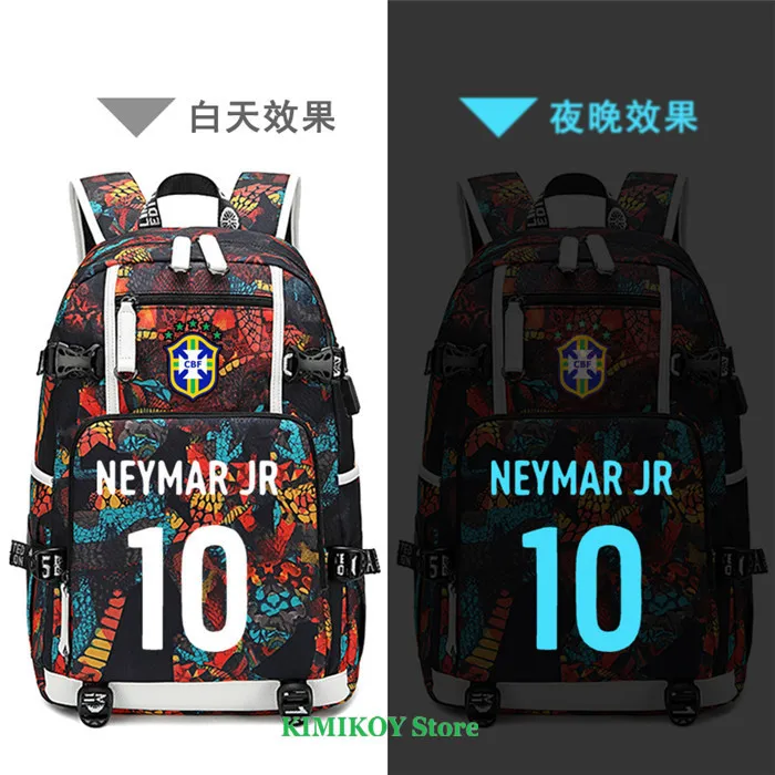 Футболист MBAPPE Neymar GRIEZMANN рюкзак 7 школьные сумки usb зарядка ноутбук Водонепроницаемый путешествия холст сумки большой емкости - Цвет: Neymar7