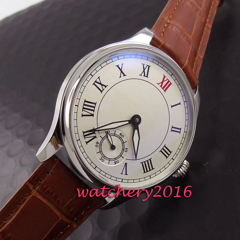 Мужские часы с белым циферблатом простой парниш 44 мм из нержавеющей стали 6498 |