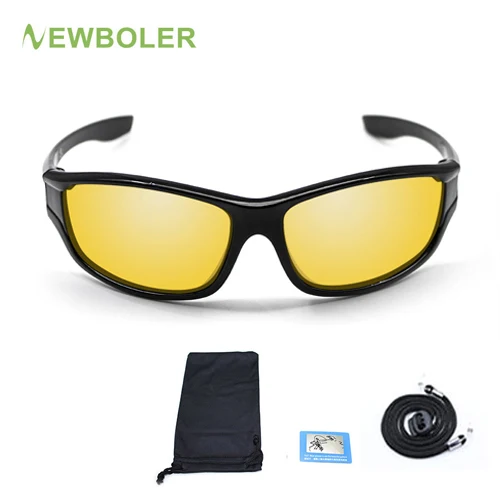 Yellow no box No 1 NEWBOLER поляризованные солнцезащитные очки для рыбалки, коричневые/желтые линзы, ночная версия, мужские очки для спорта на открытом воздухе, вождения, велоспорта, UV400 - Цвет: Yellow no box No 1