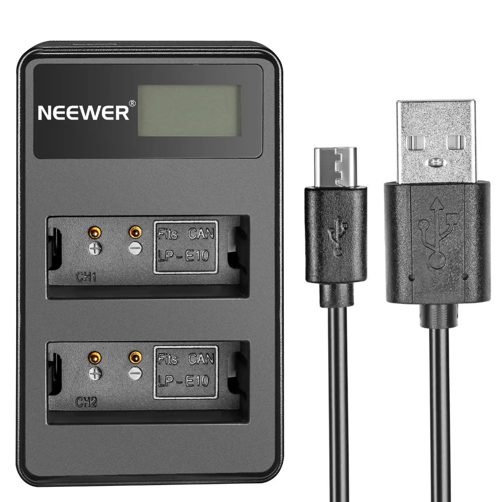 Neewer USB двойное зарядное устройство светодиодный дисплей 5 В/2 а вход для Canon LP E10 EOS