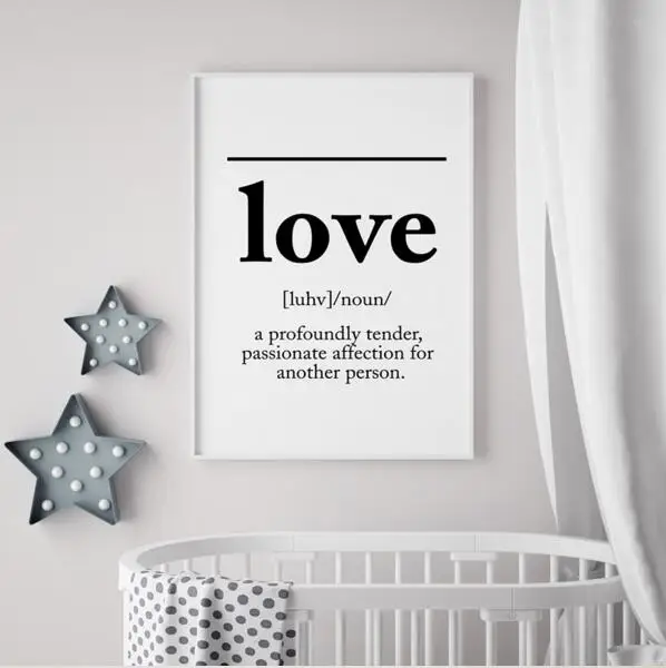 Цельный Черный и белый цвета love определение персонаж художественная стена с