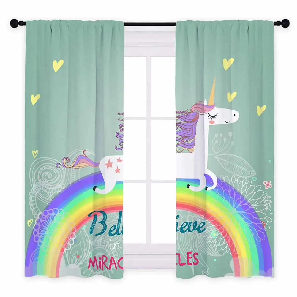 Style C - 2pcs Miracille смешной Единорог шторы мультфильм зеленый затемненный драпировка 3D печатных симпатичный воздушный шарик шторы для гостиной спальни - Цвет: Style C - 2pcs