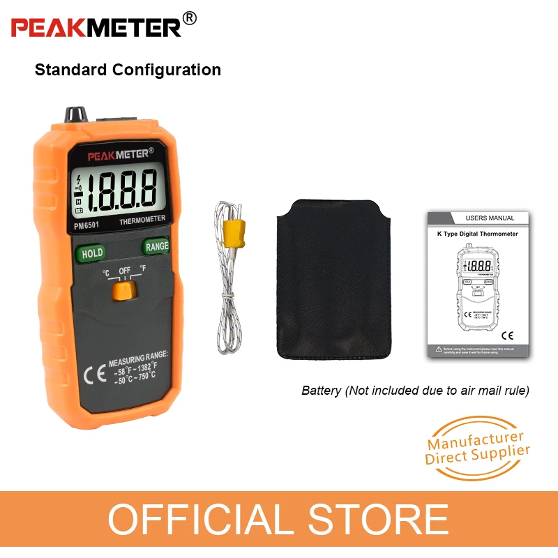 PEAKMETER PM6501 ЖК дисплей цифровой термометр с K Тип термопары Termometro удержанием