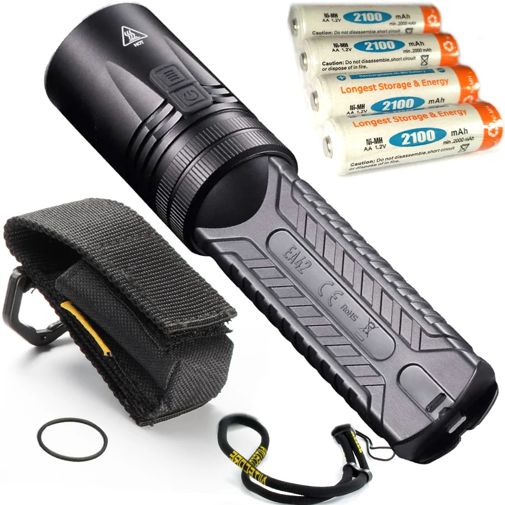 Топ продаж NITECORE EA42 4xAA 2100mAh перезаряжаемая батарея 1800 CREE XHP35 HD фонарик наружный