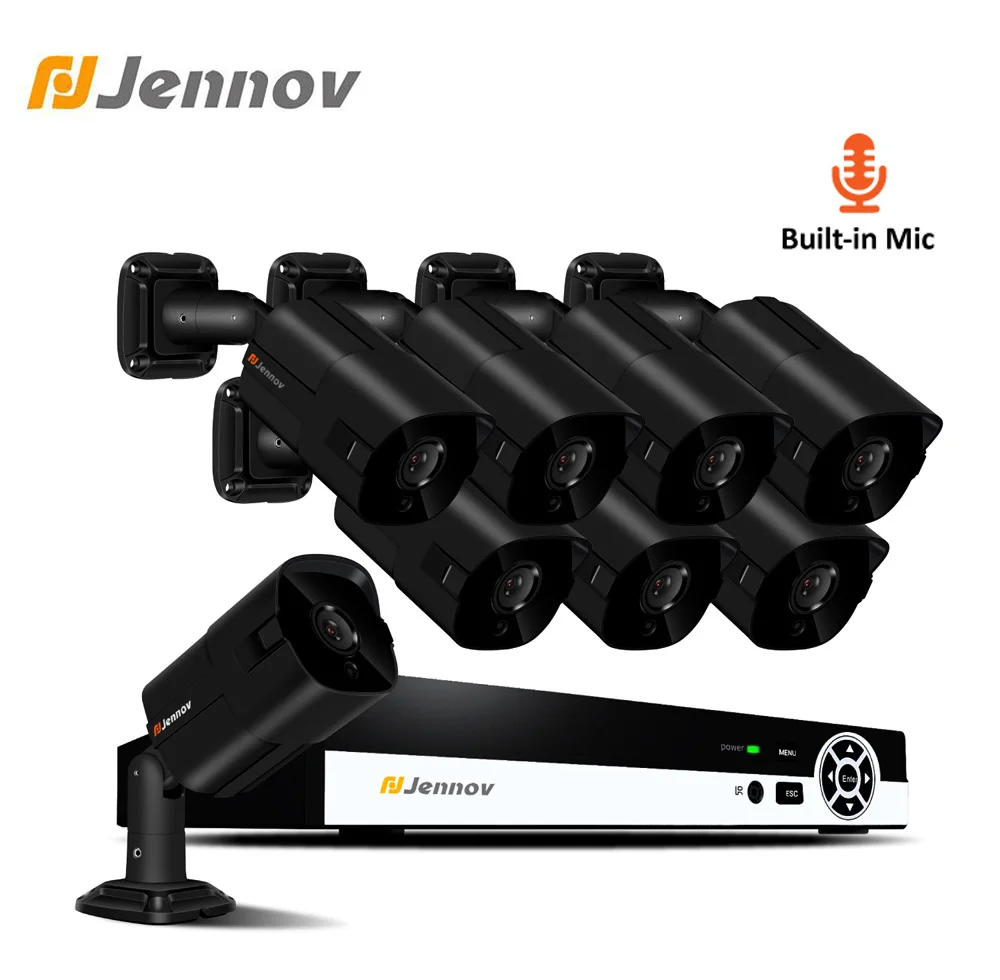 Einnov H.265 8CH аудио Системы POE видео Камеры Скрытого видеонаблюдения 1440 P HD 3MP