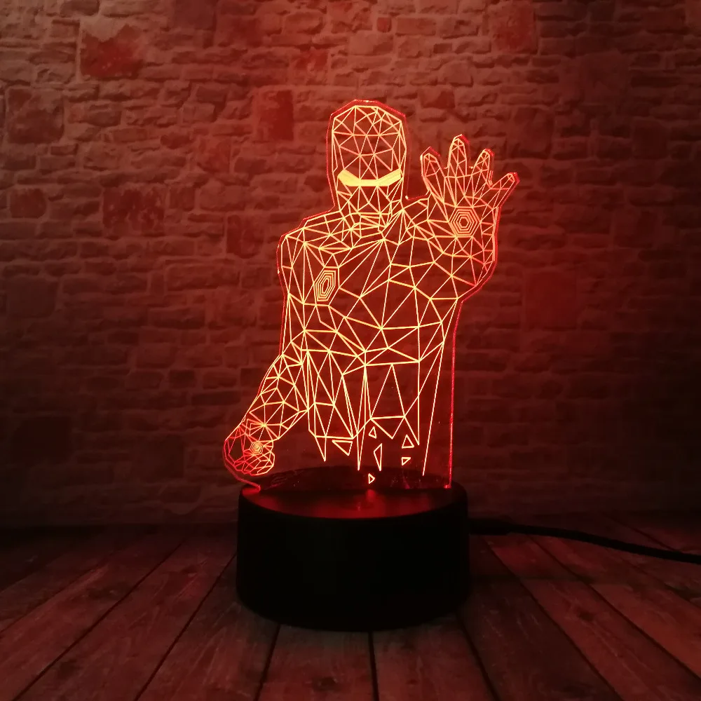 Новый супер герой мстители Mavel Железный человек 3D 7 цветов затемнение градиент