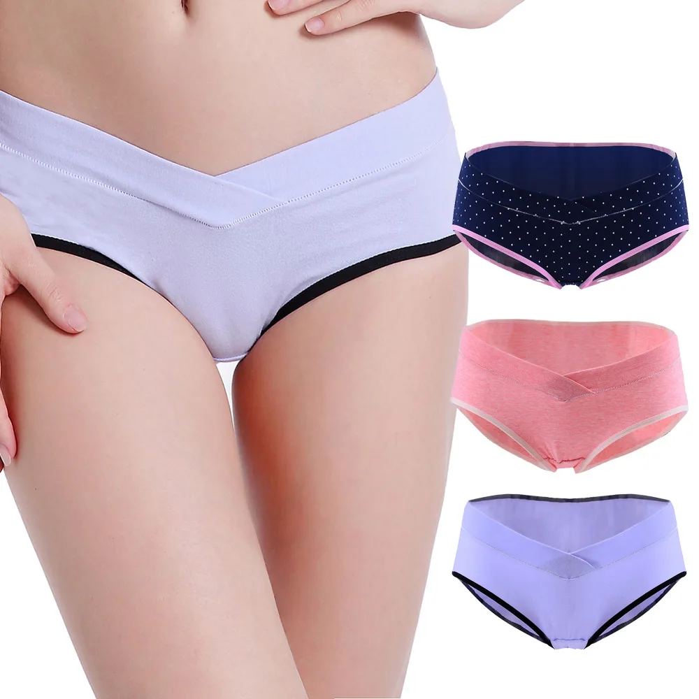 ZTOV 3 Шт./лот Хлопок Материнства Underwear U-образный Низкой Талией Беременности Трусы Для Беременных женщин Плюс размер Одежды Трусики - Цвет: 87B