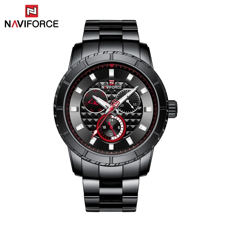 Black Red NAVIFORCE часы мужские модные спортивные кварцевые мужские часы, наручные часы мужские s часы брендовые Роскошные водонепроницаемые часы Relogio Masculino - Цвет: Black Red