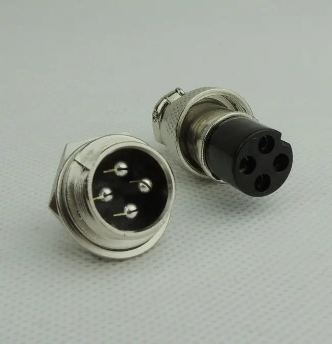 

Free Shipping 50pair=100pcs 4 Pin 16mm Male & Female Wire Panel Connector kit GX16 Socket+Plug for aviation,computer ect.