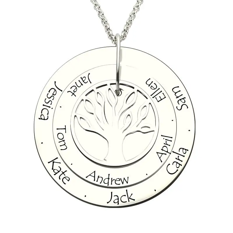 

AILIN Personalized Family Tree Necklace Engraved Silver 925 Disc with Names Women Custom Necklace Jewelry Christmas Gifts 2020