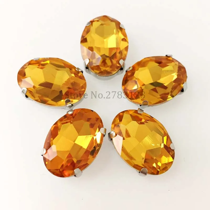 Золотисто желтая овальная форма ПРИШИТАЯ хрустальный камень Серебряное