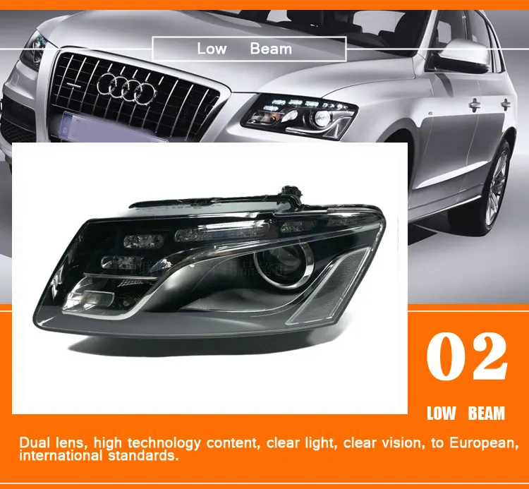 2 шт. автомобильный стиль светодиодный фары для Audi Q5 2009 для Q5 Головной фонарь светодиодный DRL Объектив двойной луч H7 HID Xenon bi xenon объектив