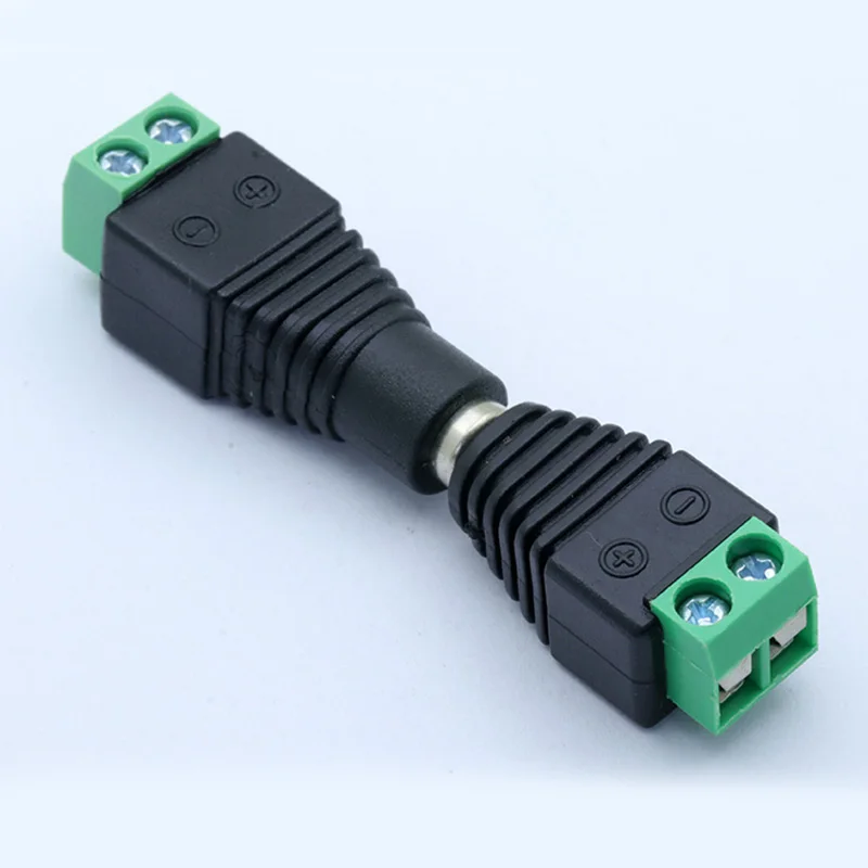 100 шт./лот 5 5x2 мм DC AV Balun Power Plug to Connector 2 pole Screw CCTV Video адаптер преобразователя |