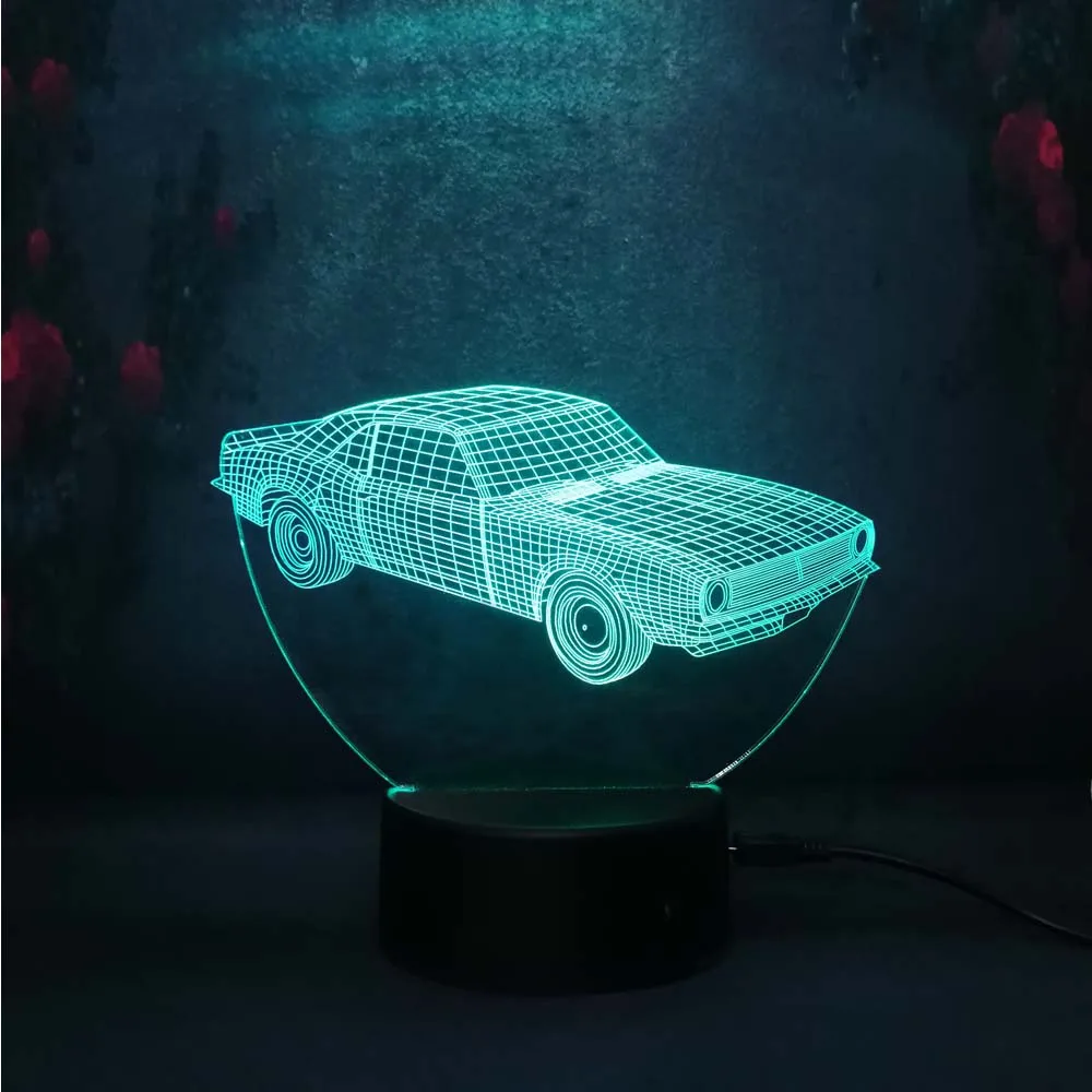 Новый крутой мальчик игрушки автомобиль 3D ночник Led 7 цветов Изменение Usb