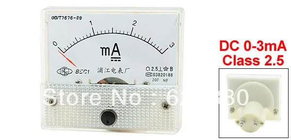 Аналоговый панельный амперметр DC 0 3mA 1mA 5mA 10mA 20mA 30mA 50mA 100mA 200mA 300mA 500mA 85C1|current meter|current