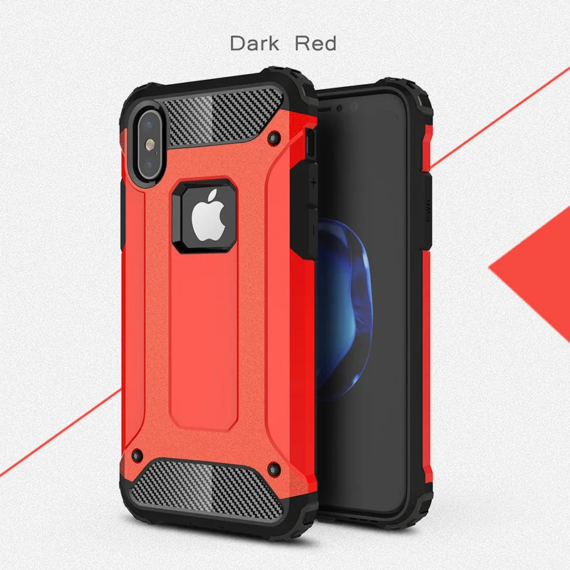 Красный Роскошный противоударный чехол для iPhone XS Max XR X 8 7 6 5 s 5S 6s plus 6plus 7plus 8plus бронированный чехол для задней панели сотового телефона корпус бампер - Цвет: Красный