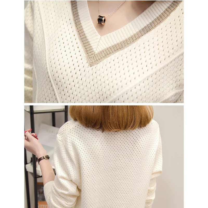 Женский вязаный свитер на весну и осень модная Свободная верхняя одежда с