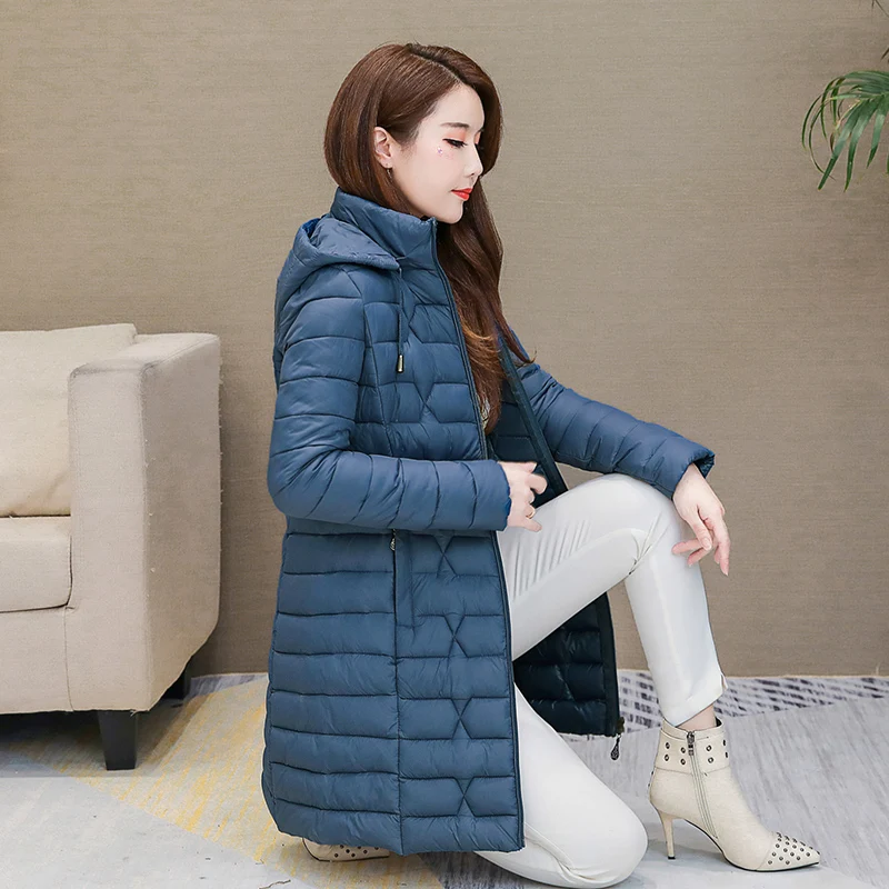 Женская Легкая стеганая куртка длинная парка с хлопковой подкладкой верхняя