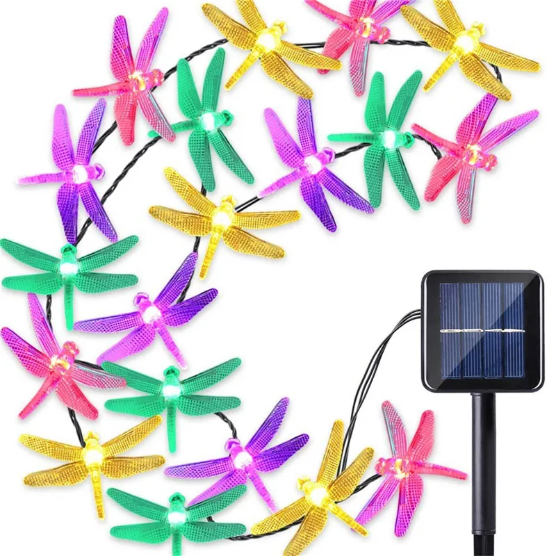 

Beautiful Waterproof 6m 30 LED Christmas Solar String Lights Dragonfly Fairy Garden Light For Outdoor Solar powered lamp