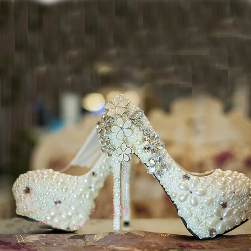2018 блестящие свадебные модельные туфли цвета слоновой кости бальные сияющие