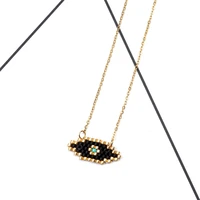 fairywoo turkey evil eye pendant miyuki handmade stainless steel chain colliers necklaces ethnic friendship gifts necklace women