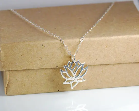 Fashion Plant Lotus pendant charm Necklace Tiny Flower Lotos Pendants Jewelry For Lady Women gift | Украшения и аксессуары
