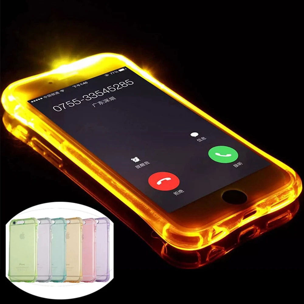 Чехол KISSCASE из мягкого ТПУ со светодиодной вспышкой для iPhone 10 7 6s 6 Plus светящийся