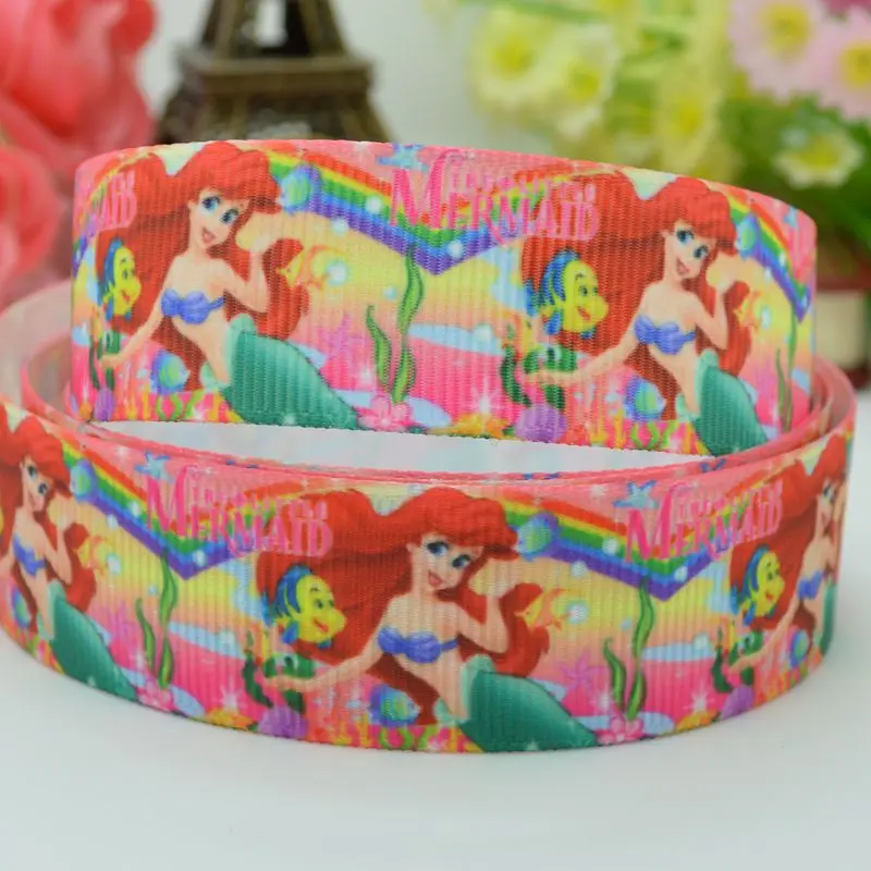 DUWES 7/8&quot 22mm 2 5 10 20 50 Yards Ariel princess Printed grosgrain ribbon hair bow DIY handmade Retail | Детская одежда и