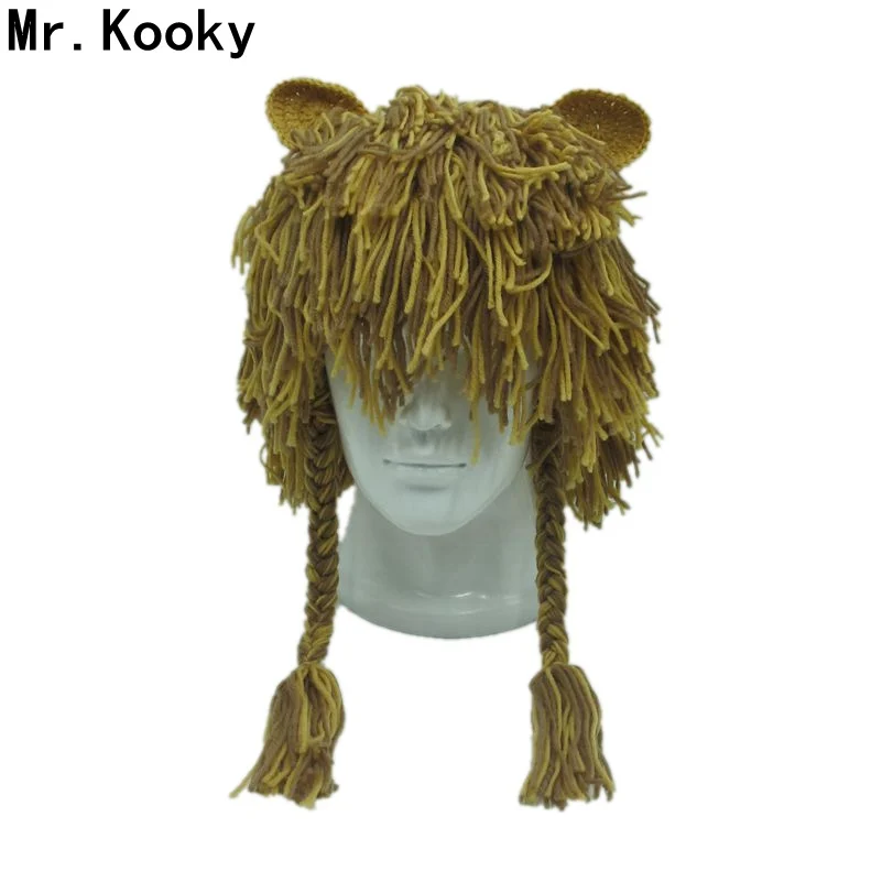 Теплый прочный зимний головной убор Mr.Kooky ручной работы для взрослых с париком из