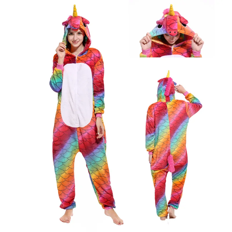 2019 зимние пижамы в виде единорога унисекс комплекты одежды для сна с героями