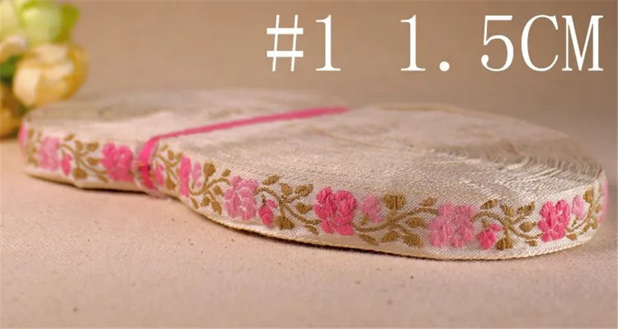 20 ярдов * 5/8 &quotЖаккард Национальный ретро кружева ленты красный синий и вышитые