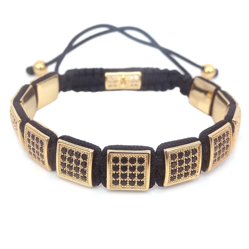 Новый брендовый модный квадратный браслет микро-браслет с фианитами мужские и