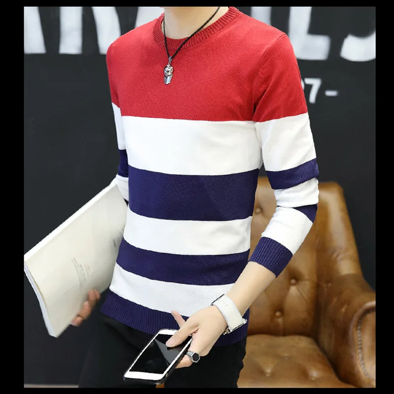 Hot Sale 2017 Winter Mens Fashion Sweaters and Pullovers Men Brand Clothing Wool Sweater Male Outerwear Striped Knitted | Мужская одежда