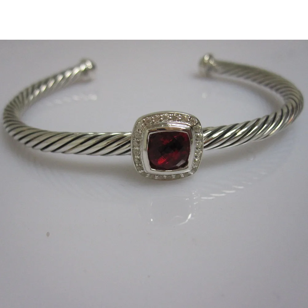 Garnet 925 серебряные ювелирные изделия 4 мм браслет с гранатом Лавандовый Аметист морганит и бриллианты модный бренд Braceelt браслет - Цвет камня: Garnet