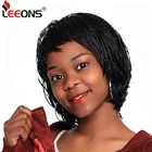 Женские короткие парики с челкой Leeons, с косичкой из натурального черного цвета, Термостойкое синтетическое волокно, для лета