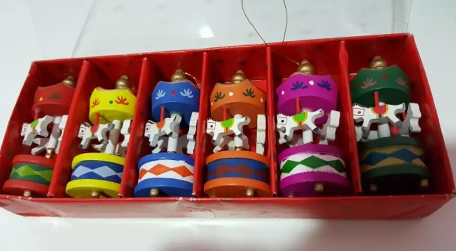 Винтажная деревянная карусель лошадь подвеска на рождественскую елку подвесные