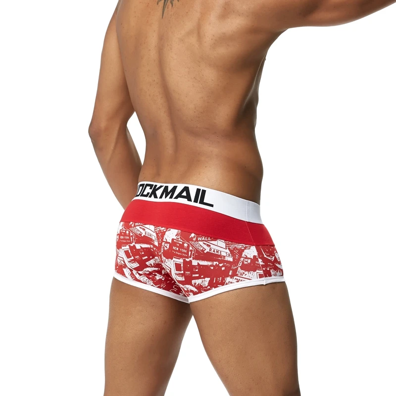 JOCKMAIL, Брендовые мужские трусы, дышащие боксеры, хлопковое Мужское нижнее белье, u-образный выпуклый мешочек, сексуальные трусы с принтом листьев, домашняя одежда, шорты