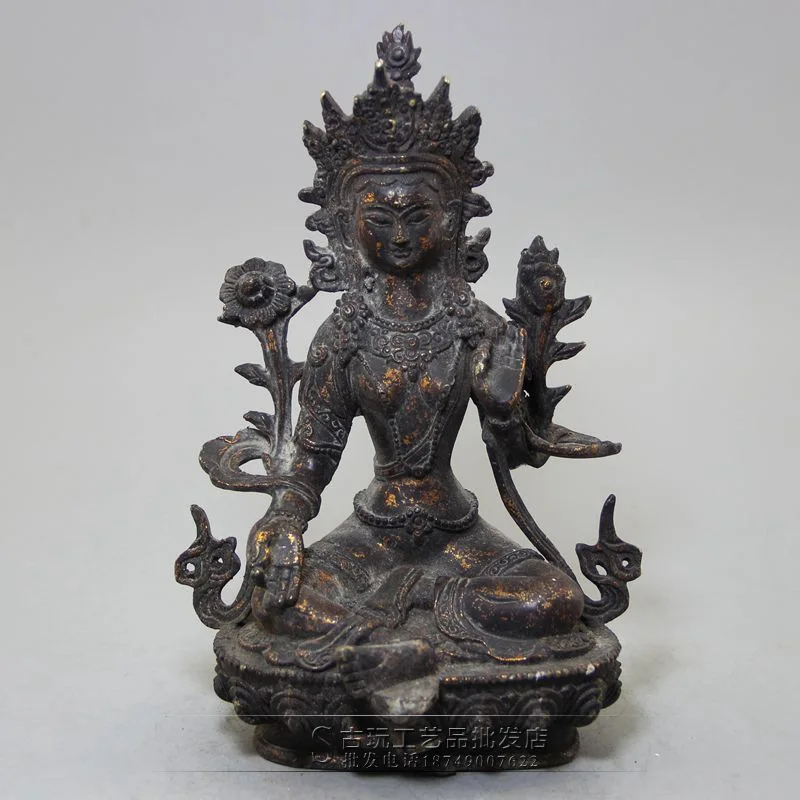 Free shipping Retro antique collection of exquisite brass four arm Guanyin Buddha ornaments