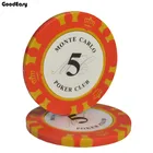 25 шт.компл. разноцветные 14 г казино Baccarat Корона Монте-Карло дизайн глина покер чип Внутренний Металл с отделкой наклейка