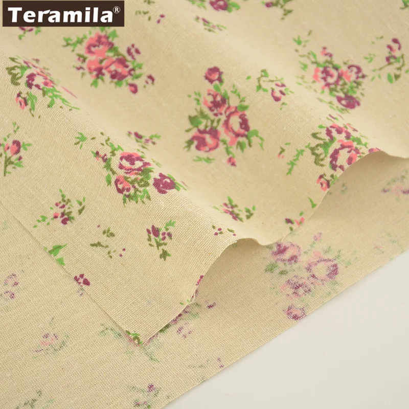 TERAMILA Home Textile Sewing Material Tissu Tablecloth Pillow Bag Curtain Cushion Print Bloom Rose Cotton Linen Fabric | Дом и сад