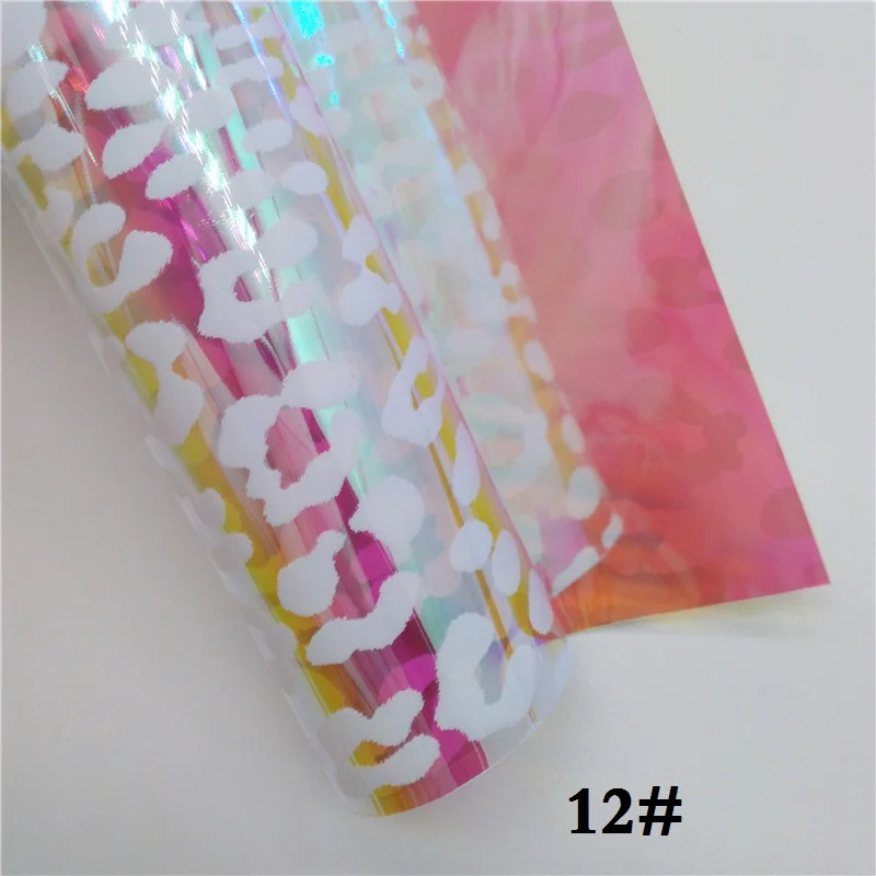 12 Glitterwishcome 21X29 см прозрачный ТПУ, переливающийся Русалка точки сердца леопарда звезды леопарда кожаные простыни для бантов, GM410A - Цвет: 12