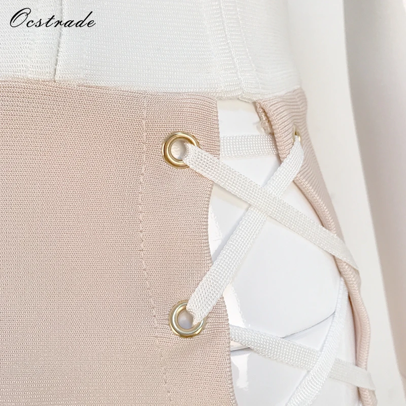 Ocstrade Новое поступление Лето 2017 белый и корсет светло-бежевого цвета на шнуровке
