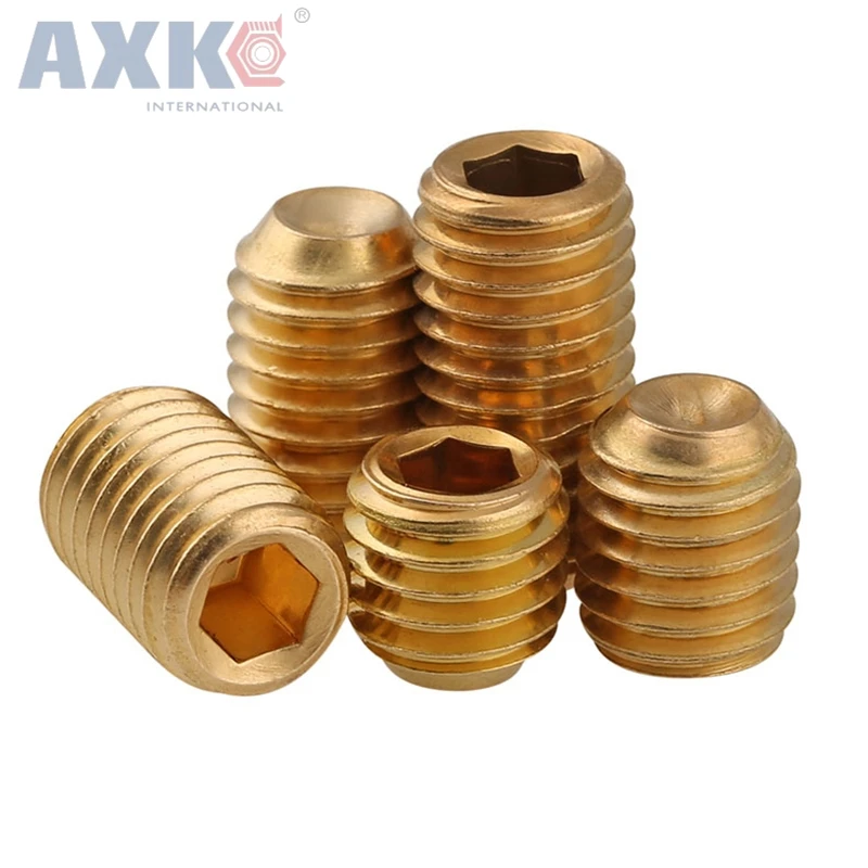 Латунные винты AXK M5 * 5/6/8/10/12 мм 5 шт. стандартные медные безголовые с шестигранной