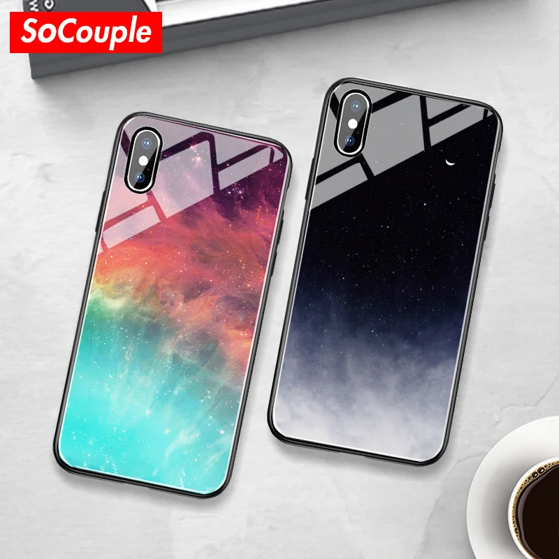 Стеклянный чехол SoCouple для iphone 7 8 6 6s plus SE со звездами и космосом 11 12 Pro Xs max XR