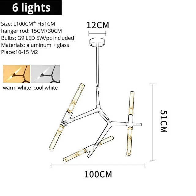 6 Lights Диммируемый черный золотой кулон в елочку для гостиной светодиодный светильник G4 лампа бар отель спальня офис столовая подвесной светильник - Цвет корпуса: 6 Lights