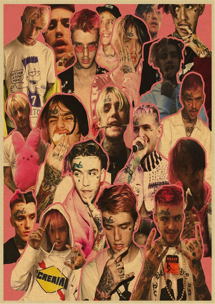 Рэпер Lil Peep плакат крафт-бумага наклейки на стену ВИНТАЖНЫЙ ПЛАКАТ качество для гостиной домашний декор - Цвет: Армейский зеленый