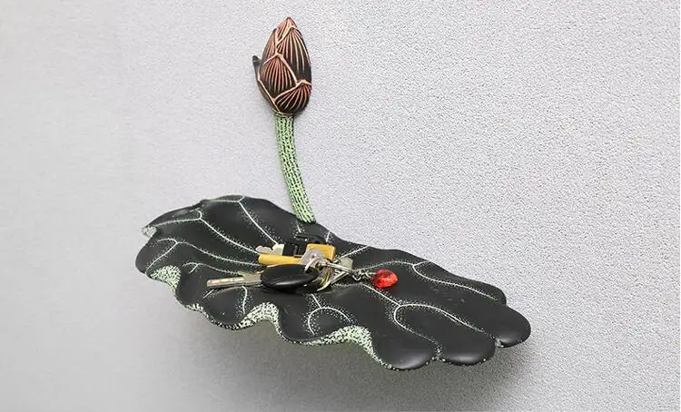 Modern 3D Resin Lotus Wall Hanger Wall Mural Ornaments Bathroom Soap Hook Wall Hanging Crafts Home Livingroom Wall Sticker Decor